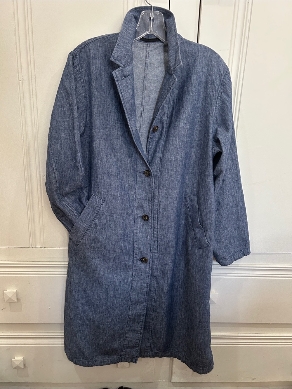 Uniqlo Long Denim-Style Trench Coat - Blue